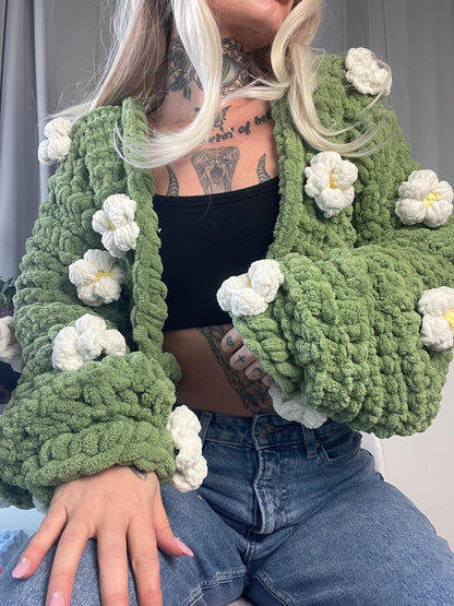 Puffy Cardigan with Flowers - video tutorial