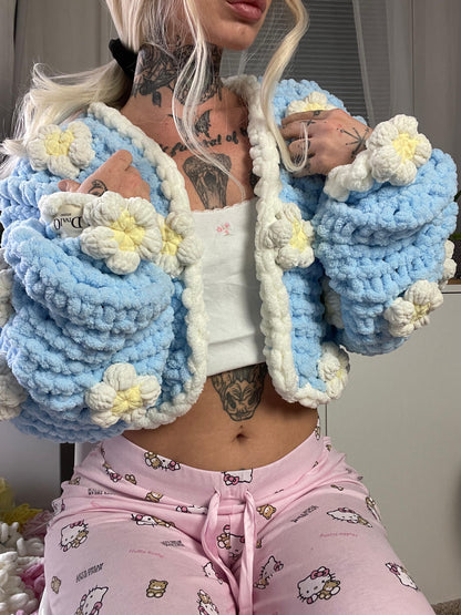 Puffy Cardigan with Flowers - video tutorial